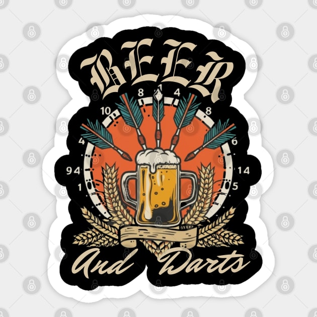 Darts and Beer Sticker by LionKingShirts